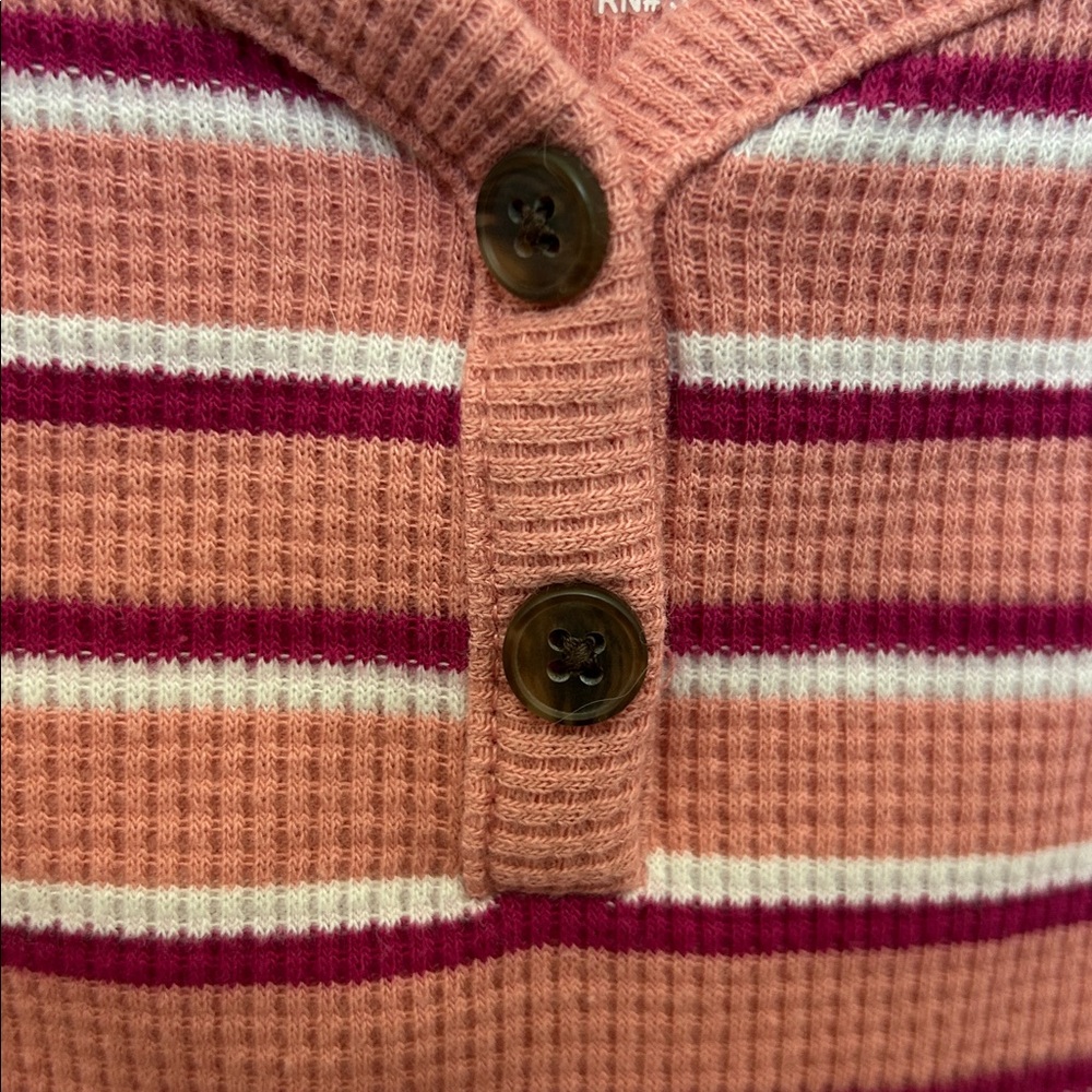 Pink Striped Shirt w/ Ruffled Hems - Picture 4 of 9